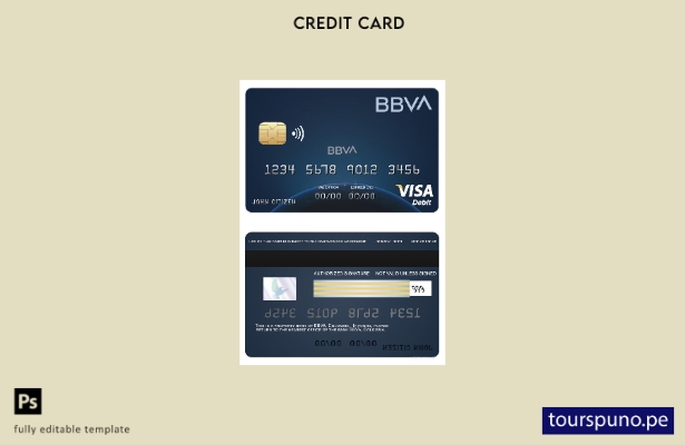 listo para imprimir plantilla de tarjeta visa del banco BBVA de Colombia